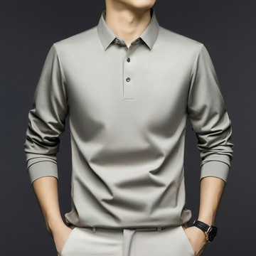 免運 短袖POLO衫男 高檔無痕免燙長袖polo衫男士2025春季新款高彈翻領商務休閑t恤衫 快速出貨
