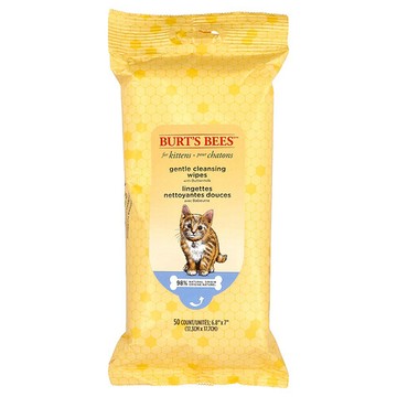 Burt's Bees, 含酪乳的溫和清潔溼巾，貓咪專用，50 張