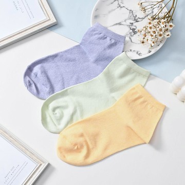 YABY涼感素色1/2襪-3入-鵝黃/淺綠/麻灰