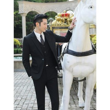 秋冬新郎西服套裝男士結婚禮服三件套修身商務休閑職業正裝西裝男