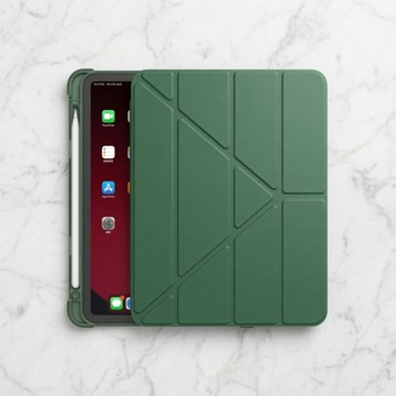 [裸裝全新]OMG 變形金剛 智能休眠喚醒平板皮套 帶筆槽， iPad Air7 11吋 2025版， 暗夜綠
