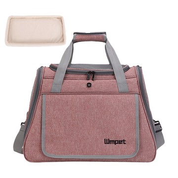Wmpet 寵物用外出包/防水透氣提袋/斜挎包/手提太空包 附絨布睡墊  1個  粉色  45 x 35 x 23cm