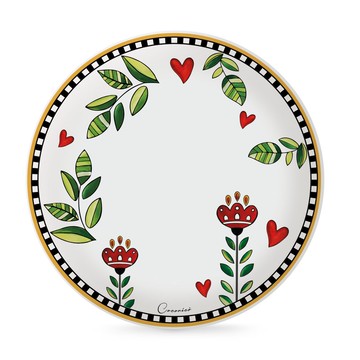 義大利EGAN- 插畫咕咕鳥系列 餐盤6件組 黃邊 27CM