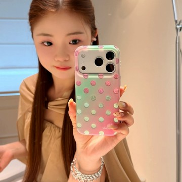 清新漸變鎏金波點適用於防摔手機殼 iphone17手機殼 16 15保護殼 簡約設計