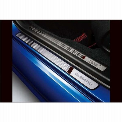 WRX STI用サイドシルプレート(チェッカー柄+レッドアクセント)ステンレス WRX STI用サイドシルプレート(チェッカー柄+レッドアクセント
