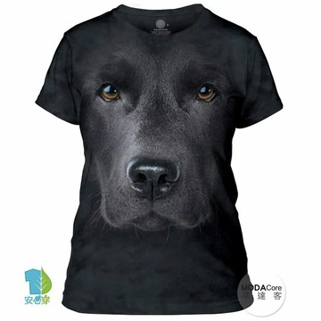 【摩達客】美國進口The Mountain 黑拉不拉多臉 短袖女版T恤精梳棉環保染