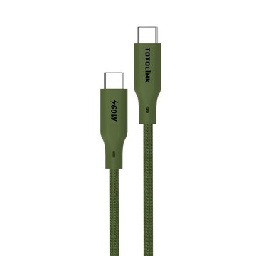 TOTOLINK 60W Type-C C to C PD 3.0快充 手機傳輸線 充電線 -雨林綠 軍綠 -100cm (適用安卓及iPhone 15)-台灣製造品質保證
