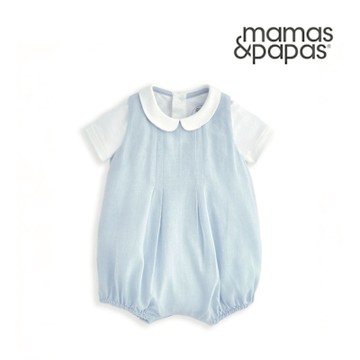 Mamas&Papas 藍色和弦-短袖包屁寬褲套裝