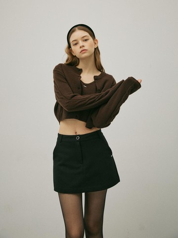 Wool Blend Premium Skirt Pants [Black]