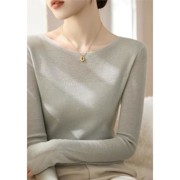 高級內搭針織打底衫毛衣女裝春秋2025新款純色一字肩長袖正肩上衣