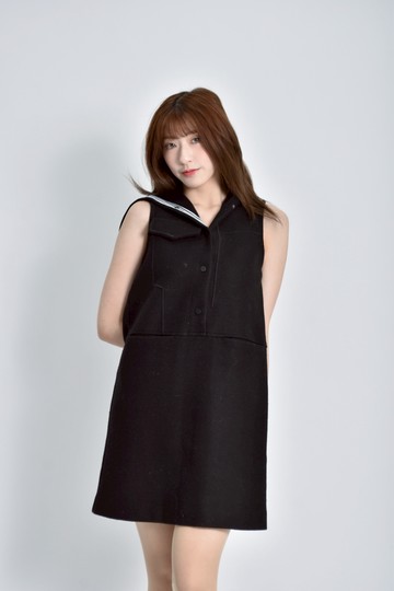 (S) moma背心連帽黑色外套