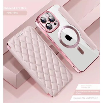 適用蘋果15promax手機殼新款女小香風皮套iPhone14/13/12/11磁吸充電保護套插卡帶鏡頭膜plus全包防摔翻蓋男