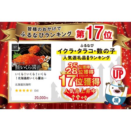 ふるさと納税 いくら！いくら！いくら！北海道産いくら醤油漬け 500g　（ いくら イクラ 鮭卵 醤油漬け 北海道 野付 別海町 人気 ふるさと納税 .. 北海道別海町