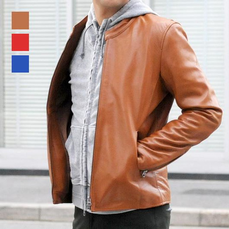 レザージャケット メンズ 本革 ラムレザー 羊革 キャメル レッド レザージャケット メンズ 本革 ラムレザー 羊革 キャメル レッド