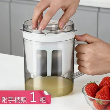 【荷生活】乳清分離自然瀝乾優格過濾器 不鏽鋼濾網冷藏過濾乳清分離器-附手柄款1入+過濾網3入+清潔刷1入組