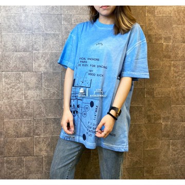 【逢甲 FUZZY】A-COLD-WALL ACW 建築工程圖印花 短袖 短T 藍 ACWMTS003