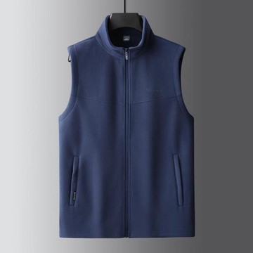 百尊加大碼搖粒絨馬甲男士立領無袖背心秋季運動坎肩寬松抓絨外套