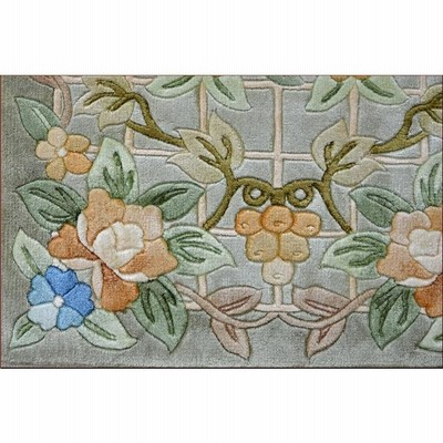 品質一番の 【あこさん様】ウール 花模様 緑 玄関マット 手織り 玄関 