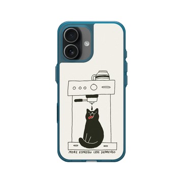 iPhone 17 Clear (相機按鈕) 夜幕藍 - ilovedoodle (Lim Heng Swee) - Coffee Cat: 多點濃縮，少點憂鬱