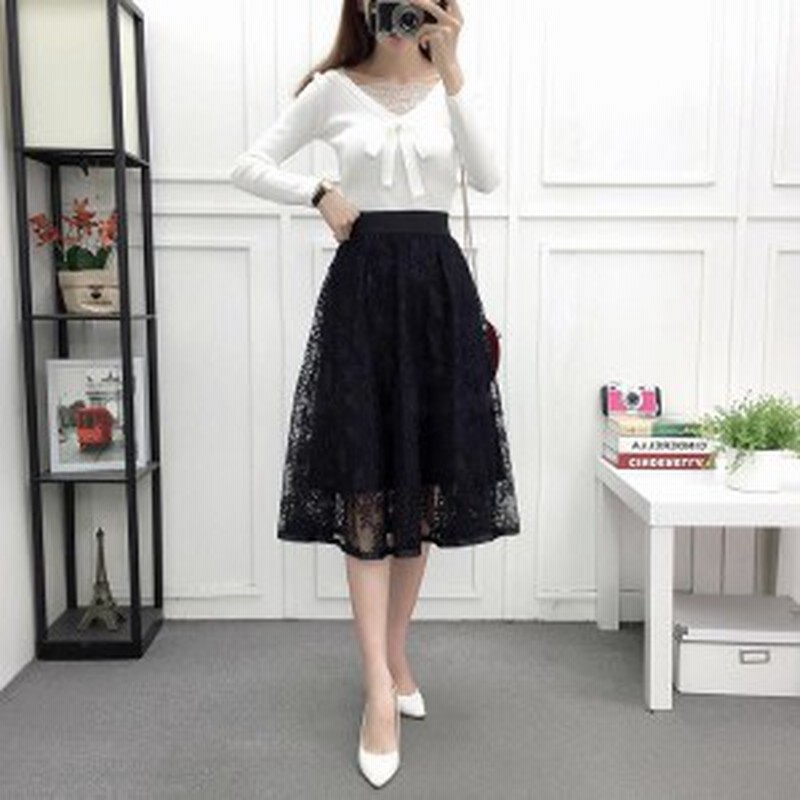 花柄レースチュールスカート レース スカート 花柄 裏地付き ウエストゴム レース ボリューム 通販 Lineポイント最大10 0 Get Lineショッピング