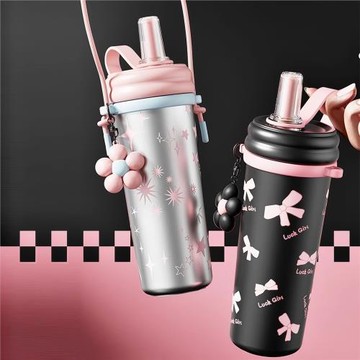 316保溫杯高顏值女士新款高級不銹鋼便攜吸管水杯學生大容量杯子