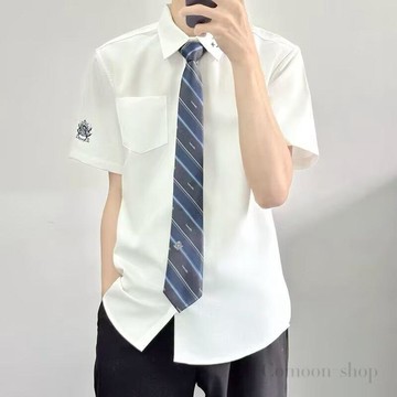 日系基础短袖白色衬衫夏季班服dk潮流休閒百搭上衣学生衬衣