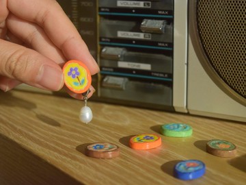 花磚物語 五瓣花 花磚耳環 石塑土 原創手作耳環