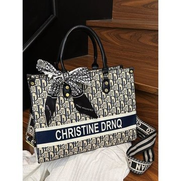 大容量包包女式2025新款超火刺繡老花通勤托特包高級感單肩斜挎包