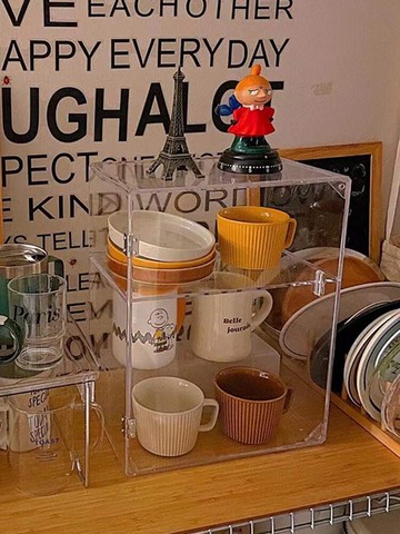 杯子收納置物架水杯架馬克杯茶杯咖啡杯茶水吧置物架防塵帶門廚房