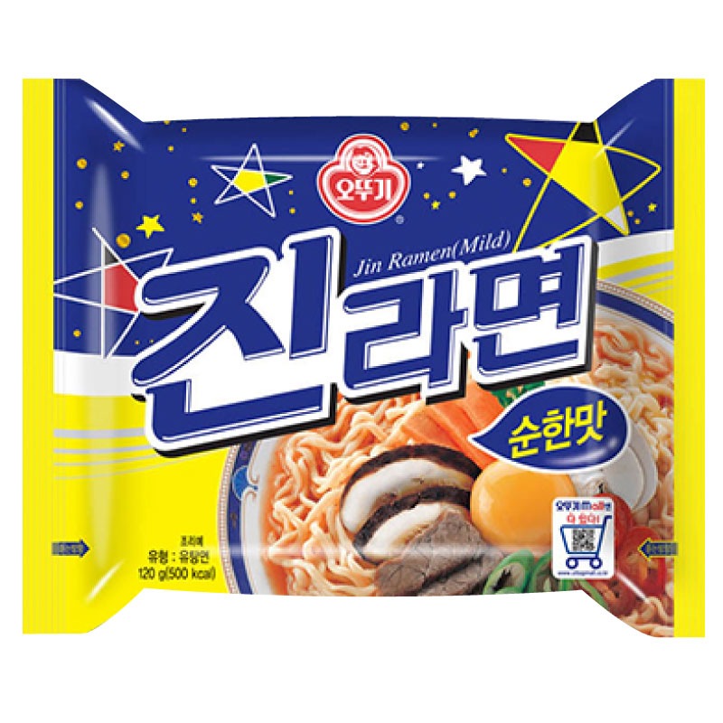 ジンラーメン マイルド味 甘口120g「1個」　韓国食品 韓国食材 韓国料理 韓国お土産 韓国ラーメン 非常食 防災用 防災グッズ 乾麺 インスタントラーメン 辛いラーメン 辛ラーメン ラーメン