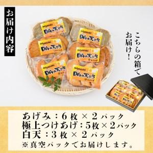 ふるさと納税 さつま揚げ 3種セット (計28枚・あげみ6枚×2P・つけあげ5枚×2P・白天3枚×2P) 国産 九州産 宮崎県産 門川町産 すり.. 宮崎県門川町