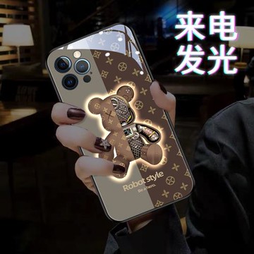 布偶熊適用于蘋果16promax發光手機殼15pro手機殼iPhone14來電閃13發光12網紅XS潮XR聲控