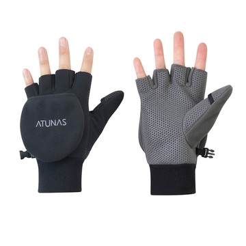 ATUNAS 防風保暖半指兩用手套A2AG2504/黑/深灰/中性款