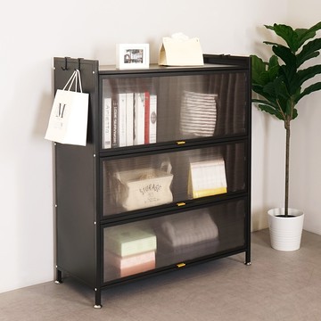 【Homelike】喜家居工業風鋼製掀蓋置物櫃-午夜黑(2414)