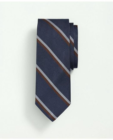 Brooks Brothers Men's Silk Rep Striped Tie | Navy | Size Regular