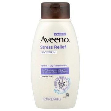 Aveeno, 舒壓沐浴露，適合中性至乾性皮膚，薰衣花草香型，12 液量盎司（354 毫升）