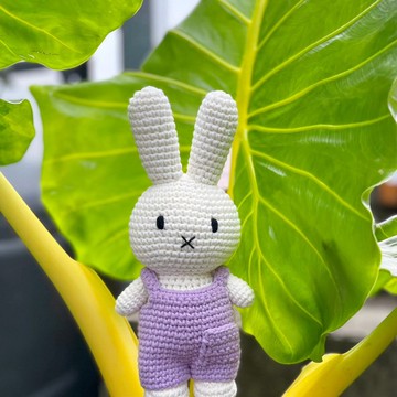 荷蘭 Just Dutch | Miffy 米飛兔 編織娃娃和她的紫羅蘭吊帶褲