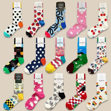 襪子女happysocks中筒瑞典潮牌爆款精梳棉顯瘦搭配內搭褲外穿潮襪
