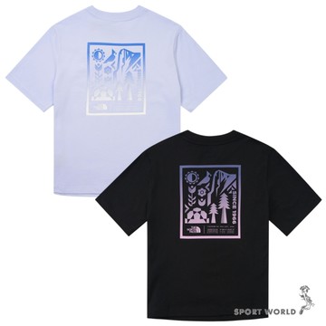 The North Face 北面 短袖上衣 女裝 印花 純棉 紫/黑【運動世界】NF0A8DCJ0VI/NF0A8DCJJK3