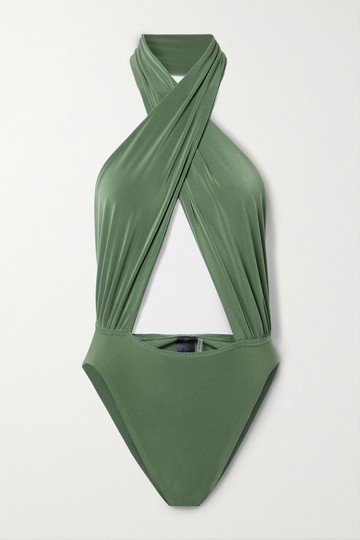 Norma Kamali - Cutout Halterneck Swimsuit - Green - xx small