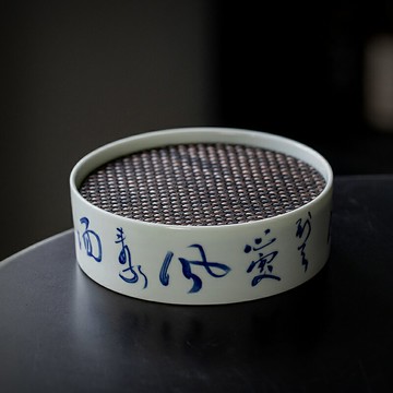 仿古胎竹影合金壺承茶承家用陶瓷干泡臺禪意功夫茶具茶臺養壺托盤