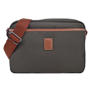 LONGCHAMP BOXFORD系列壓印皮標帆布相機斜背包（中/棕）_廠商直送