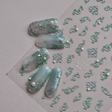 💗台灣出貨💗晶鑽燙金銀色圖騰花紋美甲貼紙tomoni國風復古圖騰花紋高階指甲貼