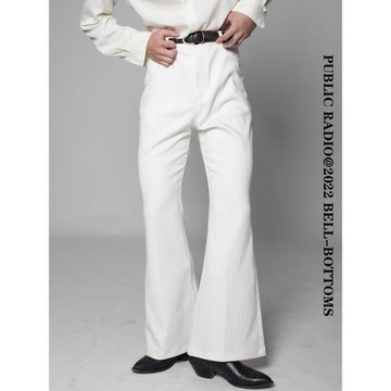 PUBLIC RADIO | 60s美式復古傳統喇叭褲米白色光澤高端復古大喇叭