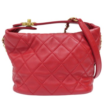 CHANEL 香奈兒 紅色 羊皮 Perfect Meeting Hobo 鍊帶 肩背包 (無卡) 【二手名牌BRAND OFF】