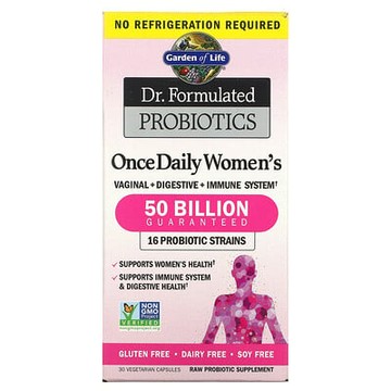 Garden of Life, Dr. Formulated 益生菌，女性每日一次，500 億，30 粒素食膠囊