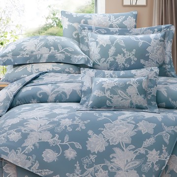 Grace Life 60支100%天絲兩用被床包組  棉被180 x 210cm + 床包150 x 188cm + 枕頭套47 x 75cm  安普敦  被子 + 床罩 + 枕套組