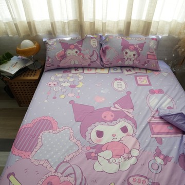 酷洛米 D1雙人床包3件組 四季磨毛布 甜美風 台灣製造 棉床本舖