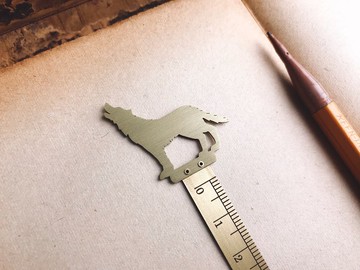 【臍加厝】文具系列│手工黃銅動物書籤尺│狼
