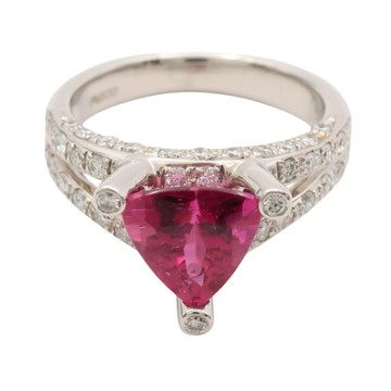 JEWELRY 無品牌珠寶 紅寶碧璽 鑽石 PT900鉑金 戒指 【二手名牌BRAND OFF】